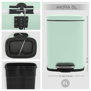 Spirella Set Poubelle à  pédale 5L & Brosse Wc AKIRA Vert Glacé Mat