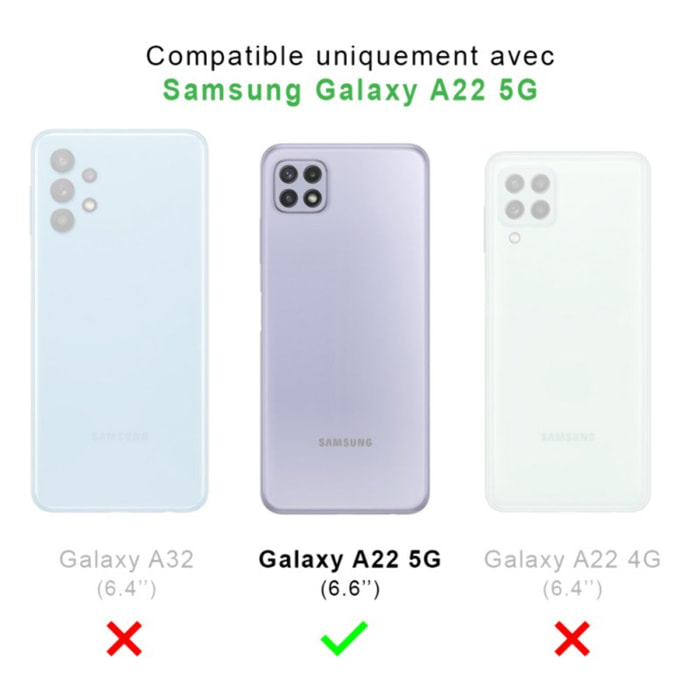 Coque Samsung Galaxy A22 5G Anti-Chocs avec Bords Renforcés en silicone Transparente Housse Protection