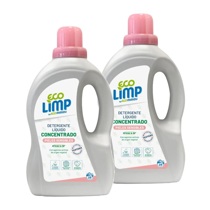Pack 2x Detergente Liquido Pieles Sensibles Mimidu ECO 25 dosis