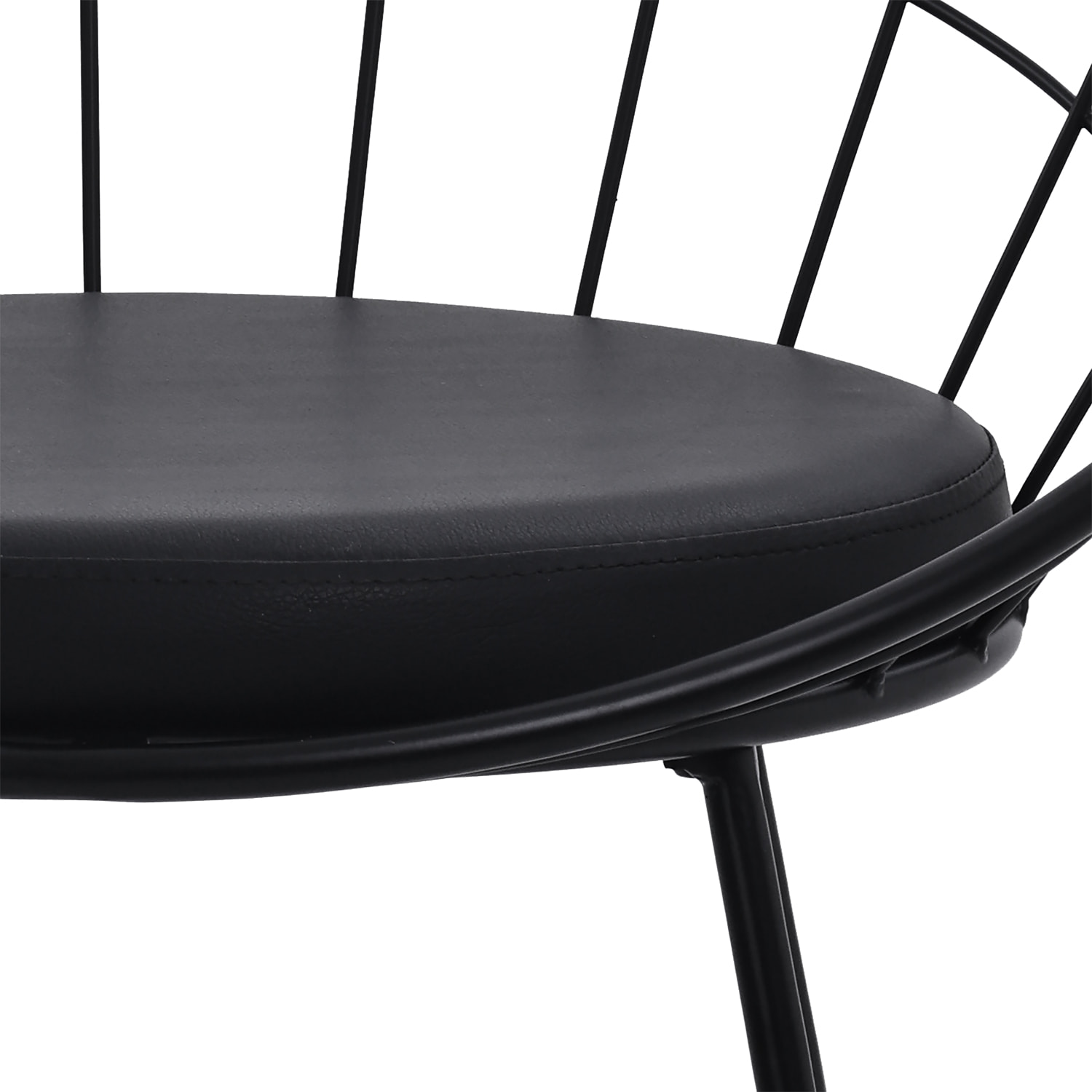 Lot de 2 chaises en métal noir et coussin noir ALEX