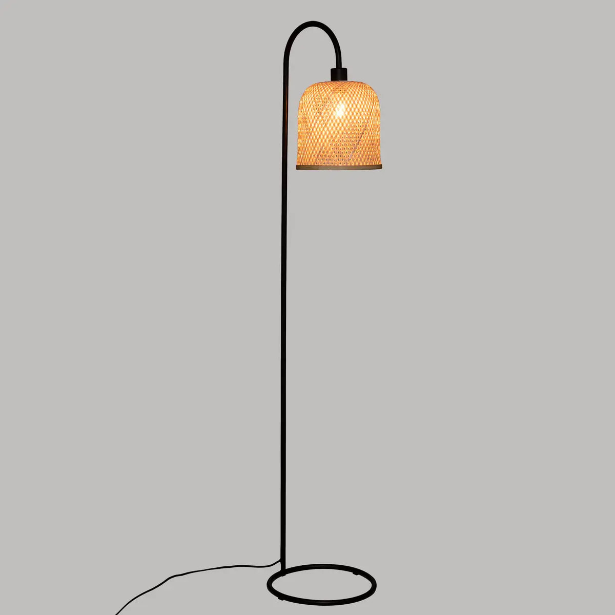 Lampadaire "Ali" - métal et bambou - noir - H159 cm