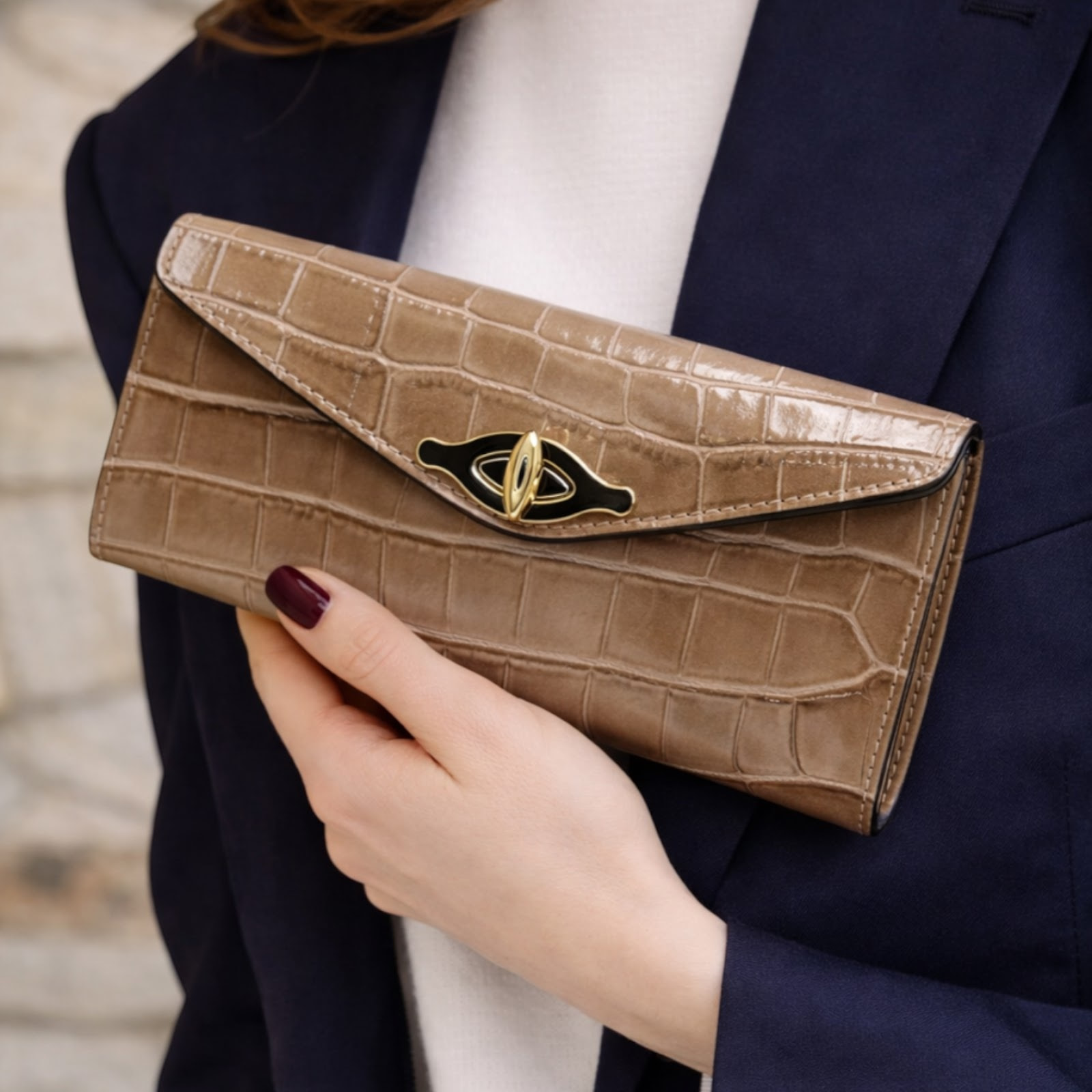 Cartera Cheval Firenze Marlon Croc Taupe