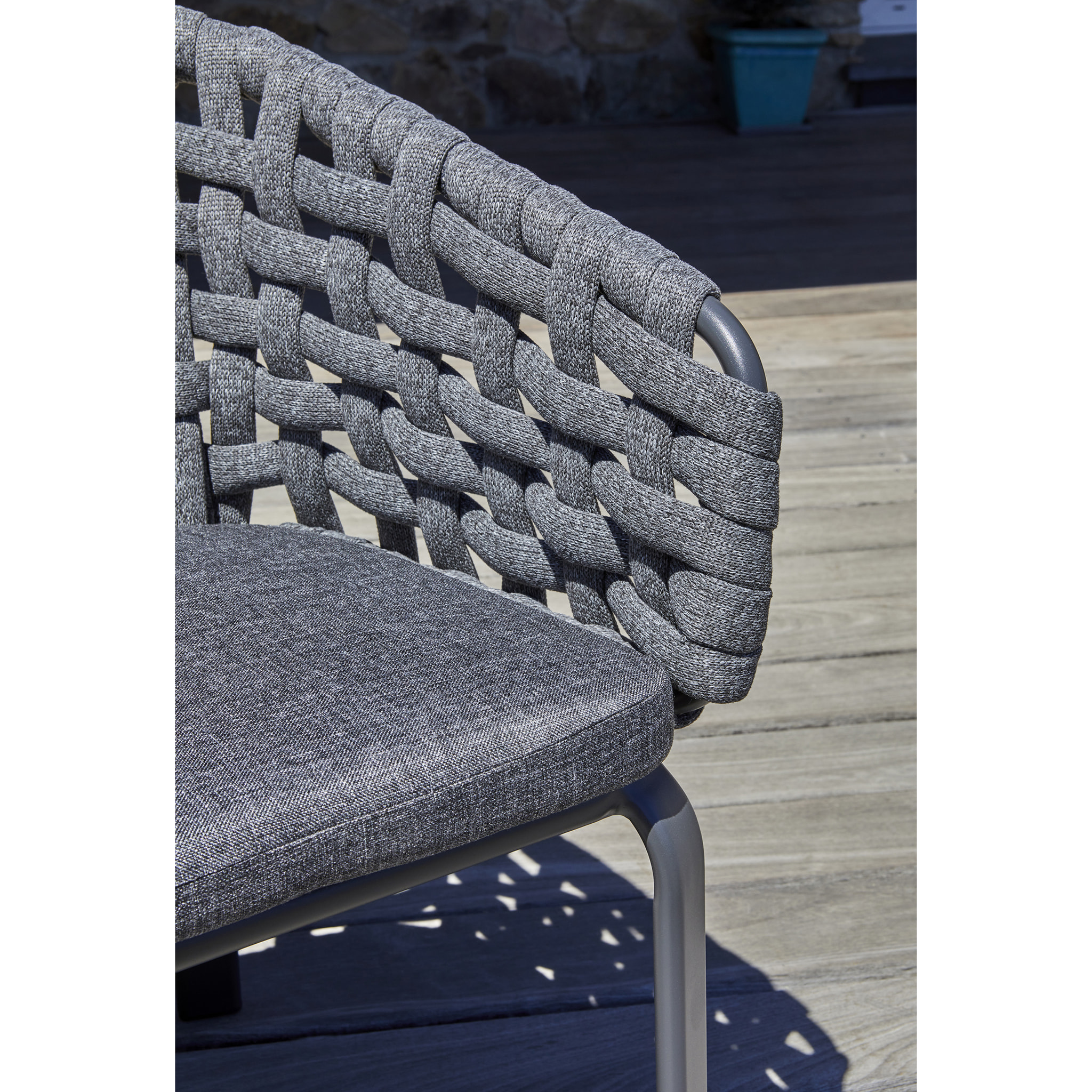 CAMARGUE - Fauteuil de jardin en corde tissée et aluminium
