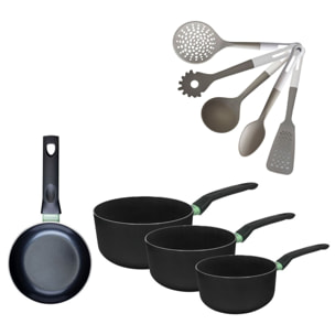 Poêle et 3 Casseroles sans PFAS Fackelmann Brandao avec 5 ustensiles Vario