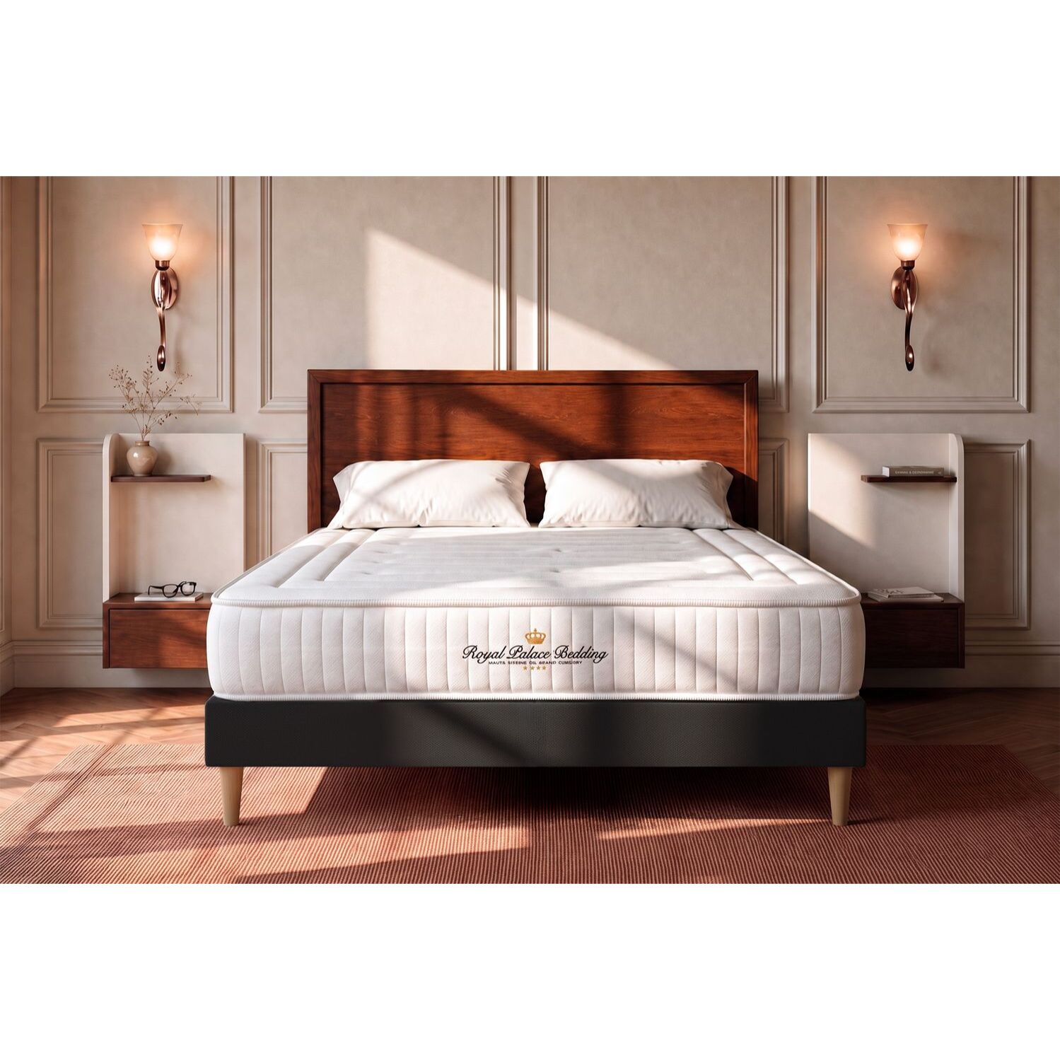 Ensemble - Matelas Ressorts ensachés et mémoire de forme 22cm d'épaisseur - 3 zones de confort - Confort ferme - Sommier tapissier en kit - 2 places
