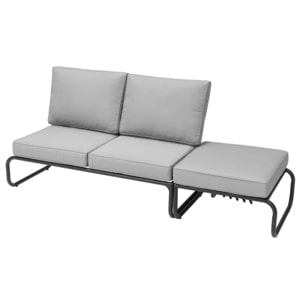 Salon de jardin canapé modulable 2-3 places gris en aluminium CALA
