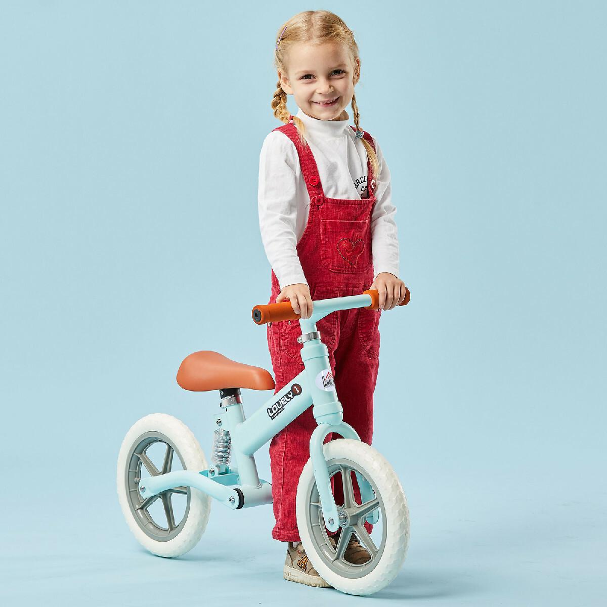 Draisienne enfant roues 12'' suspension selle hauteur réglable acier bleu ciel