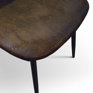 Set di 4 sedie VALLETTA in ecopelle scamosciato finitura castagna e gambe in metallo nero