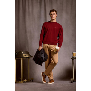 Maglione in maglia Keith granata a girocollo e dettaglio Polo Club