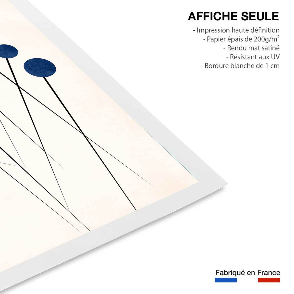 Affiche dessin ""fleurs de bleuets "" Affiche seule