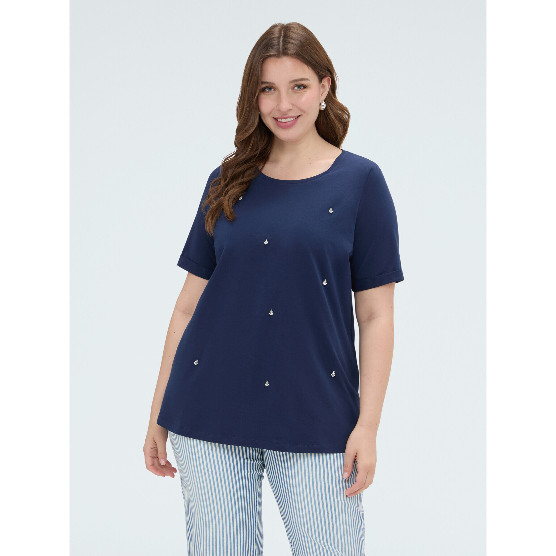 Fiorella Rubino - Camiseta de algodón con charms - Azul