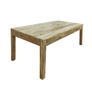 Table rectangulaire 6 places en bois à motifs gravés 160 cm - Lili