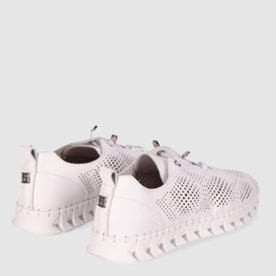 Zapatos de Piel - Blanco - Tacón: Bajo