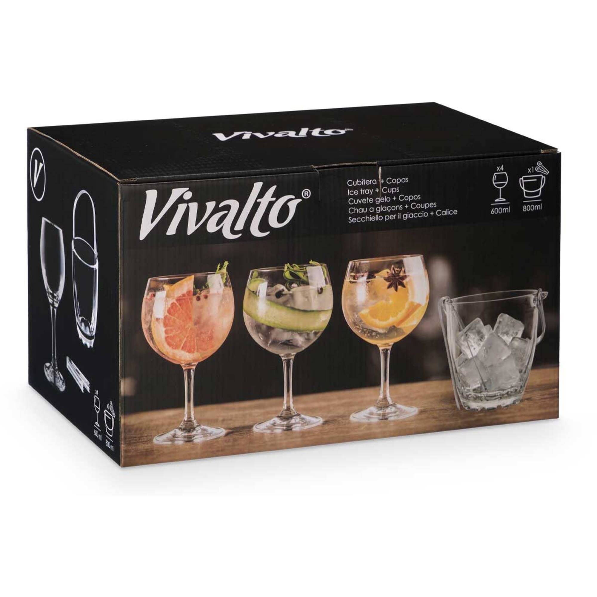 Set cubitera 4 copas gin tonic colección vivalto