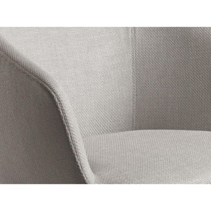 Silla Angel Cerdá giratoria con reposabrazos tapizada en tela en gris claro con estructura y patas en acero inoxidable cromado 67x59x80cm