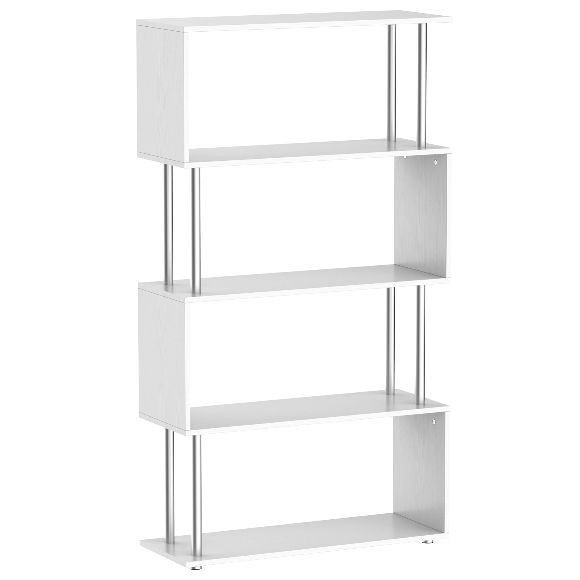 Bibliothèque étagère design contemporain en S 4 niveaux 80L x 30l x 145H cm coloris blanc