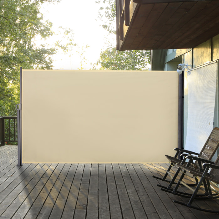 Toldo Lateral Retráctil 300x180 cm Pantalla Enrollable Mampara de Privacidad y Protección Solar para Jardín Balcón Terraza Crema
