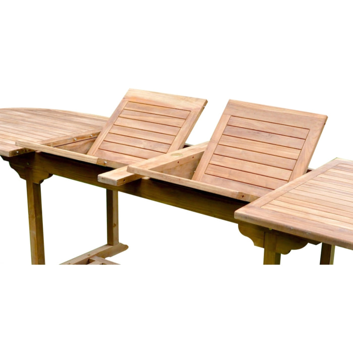 ADAGNA Salon de jardin Teck massif 10-12 personnes - Table ovale + 10 chaises