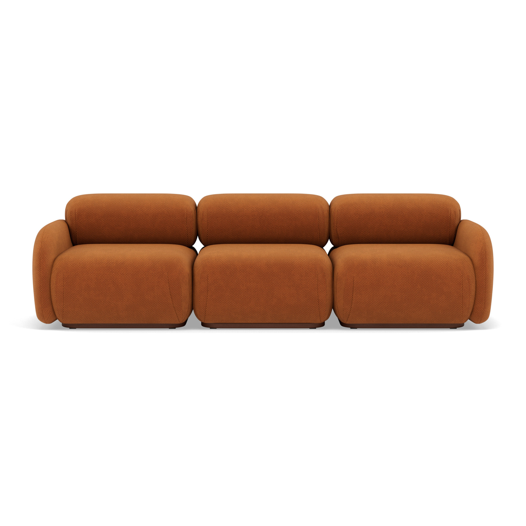 Penelope - canapé droit modulable 3 places en velours texturé - Terracotta