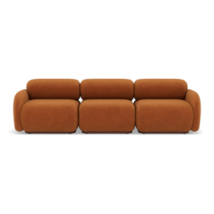 Penelope - canapé droit modulable 3 places en velours texturé - Terracotta