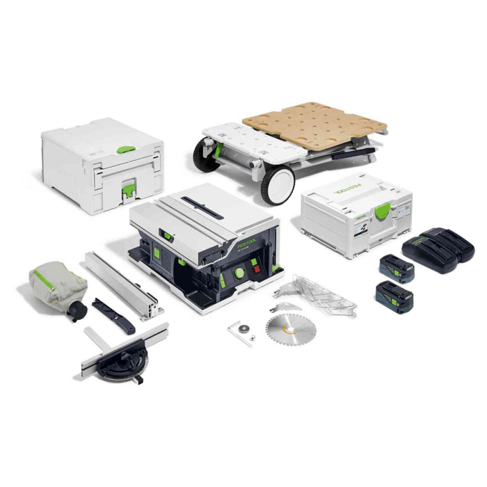 Scie circulaire sur table sans fil CSC SYS 50 EBI-SET - FESTOOL - Avec 2 batteries 18V 5Ah - chargeur double - chariot - systainer - accessoires - 577379