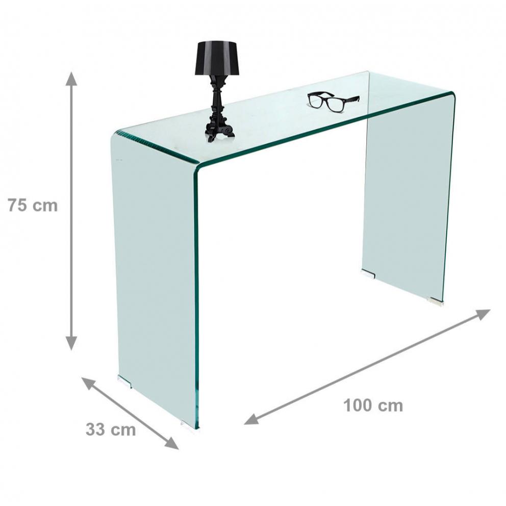 Consolle in vetro temperato trasparente, cm 100 x 75 x 33.