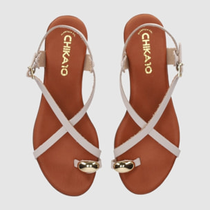 Sandalias de Piel - Hielo - Tacón: 2 cm