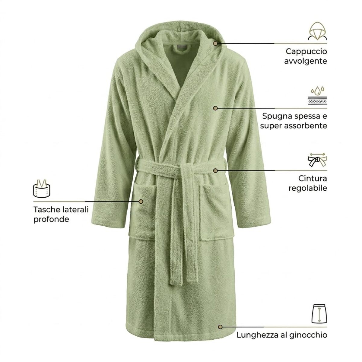 INTRECCI HOME Accappatoio Uomo e Donna, in Puro Cotone Jacquard 500 g, , Morbidezza Extra, Avvolgente, con Cappuccio e Tasche, Elegante e Confortevole,