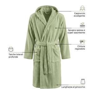 INTRECCI HOME Accappatoio Uomo e Donna, in Puro Cotone Jacquard 500 g, , Morbidezza Extra, Avvolgente, con Cappuccio e Tasche, Elegante e Confortevole,