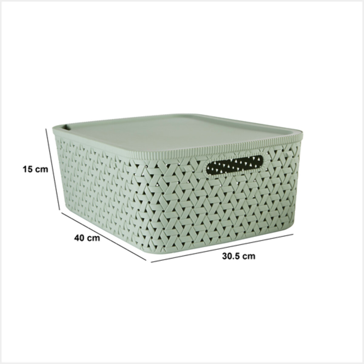 Panier "Tressy" en plastique sauge 15L