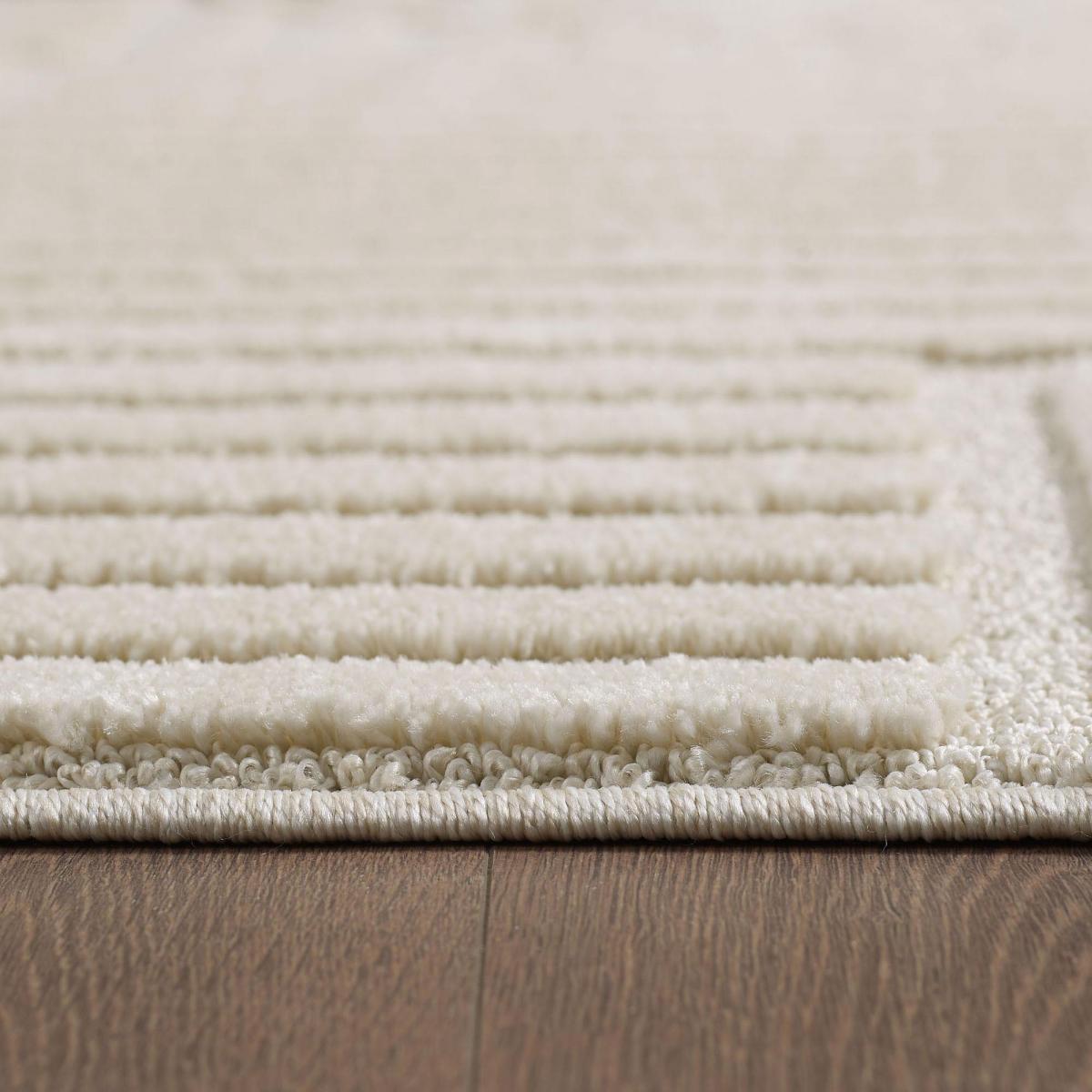 Tapis salon au motif géométrique en relief, design épuré, MANON