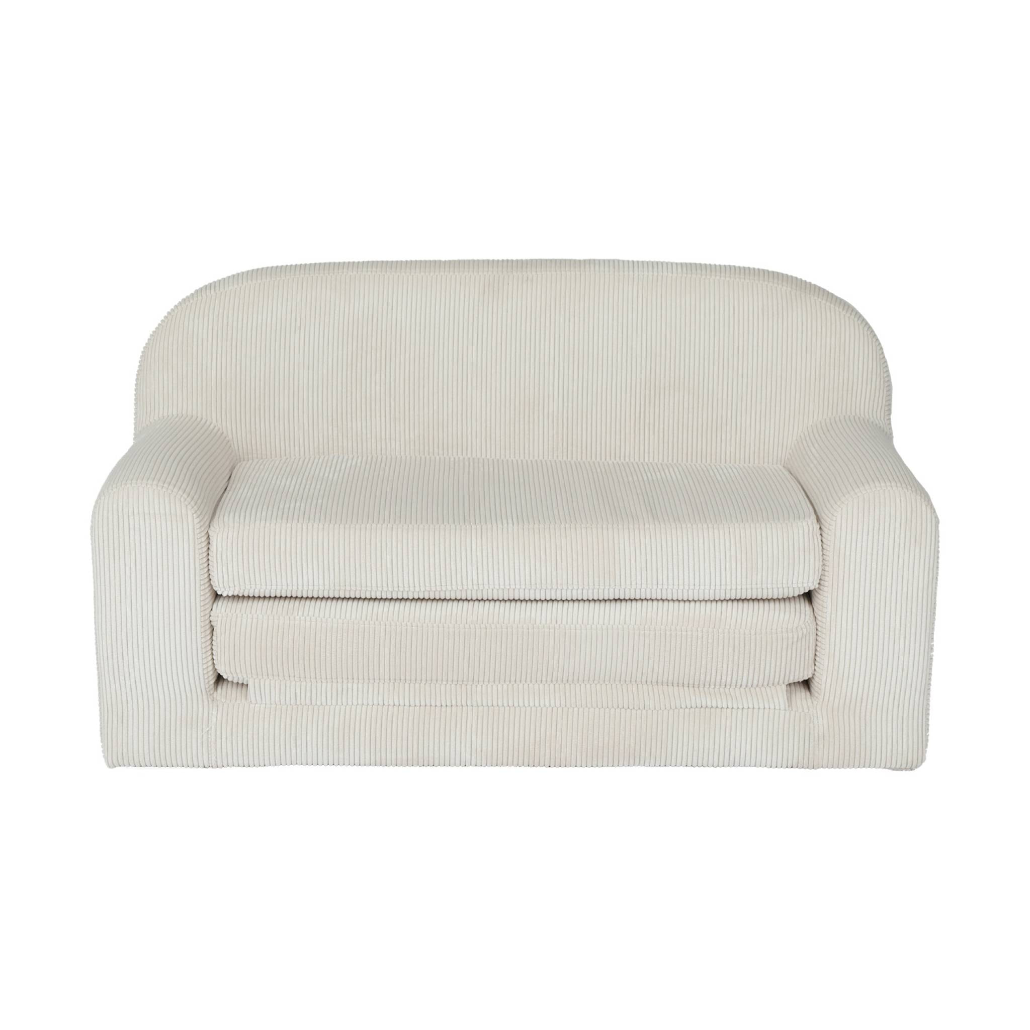 Canapé lit enfant en velours côtelé dépliable. couleur crème. L 90 x P 43 x H 51.5 cm