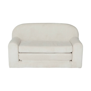 Canapé lit enfant en velours côtelé dépliable. couleur crème. L 90 x P 43 x H 51.5 cm
