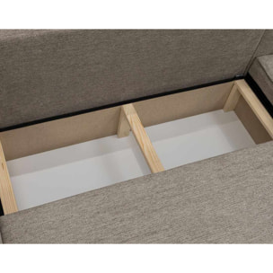 Cezanne - Canapé d'angle réversible 5 places convertible avec coffre en tissu texturé - Marron