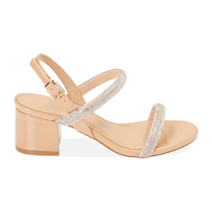 Sandali nude in vernice, tacco 5,5 cm