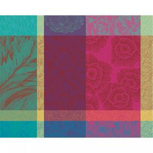 Set pur coton enduit motif jacquard Mille petales floralies