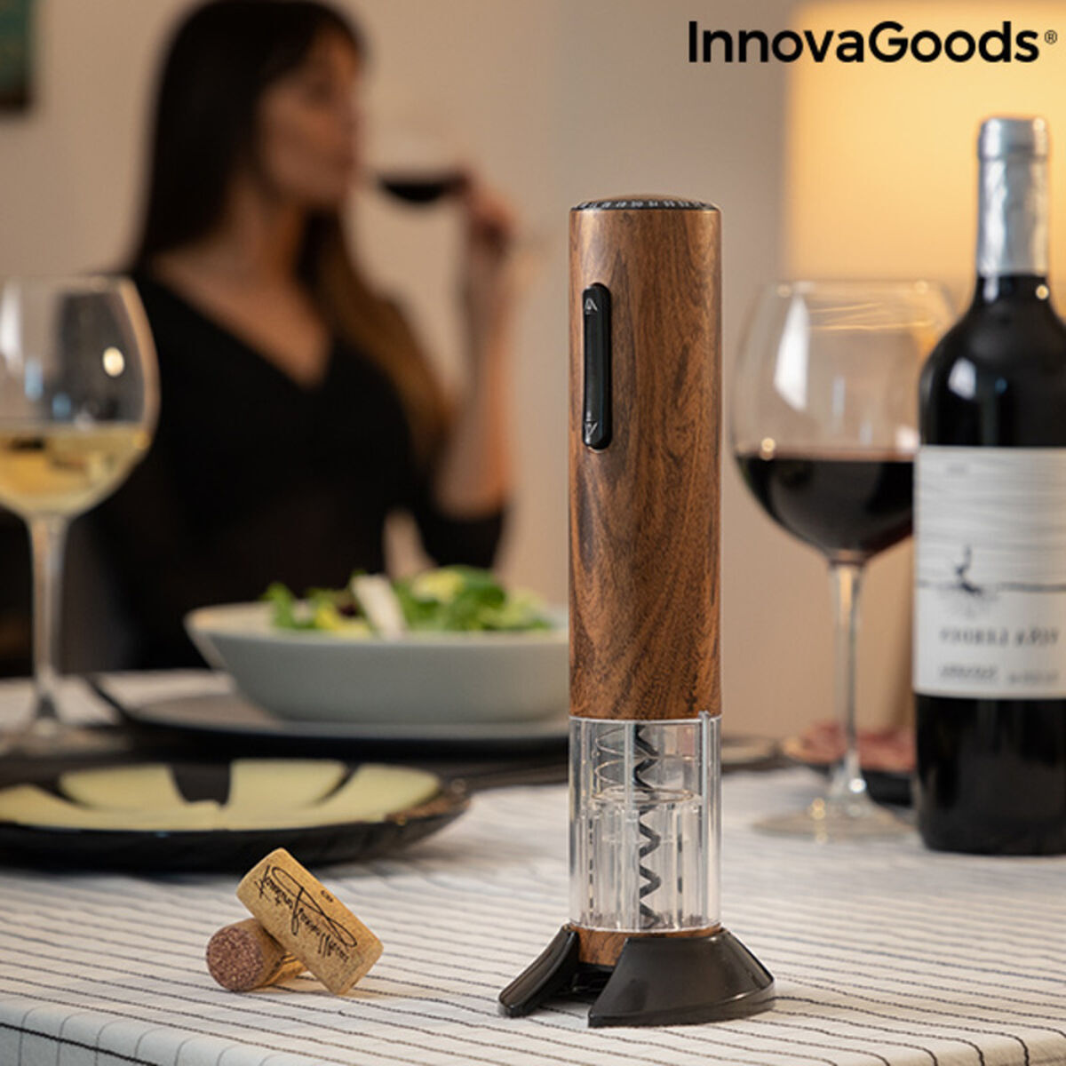Tire-bouchon automatique  rechargeable  effet bois Corkout InnovaGoods