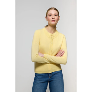 Cardigan giallo leggero in filo con bottoni e con logo ricamato Rigby Go