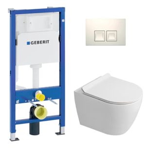 Duofix pack WC bâti-support UP100 + WC suspendu sans bride Ceramia avec abattant SoftClose + plaque blanche (GEBCEPXWT07-FR)