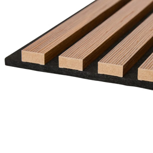 Lot de 3 panneaux décoratifs Colva effet noyer fond noir 30x30cm