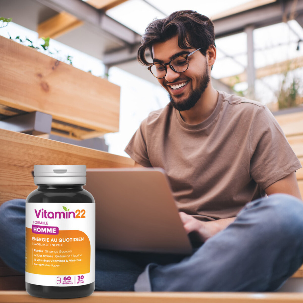 VITAMIN'22 - Specific Homme - Complément alimentaire à base de 14 vitamines et minéraux - Répondre aux besoins spécifique de l'homme - Sans gluten - Fabriqué en France - Lot de 3 produits