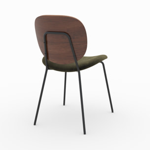 Lot de 2 chaises en velours vert kaki - Simone