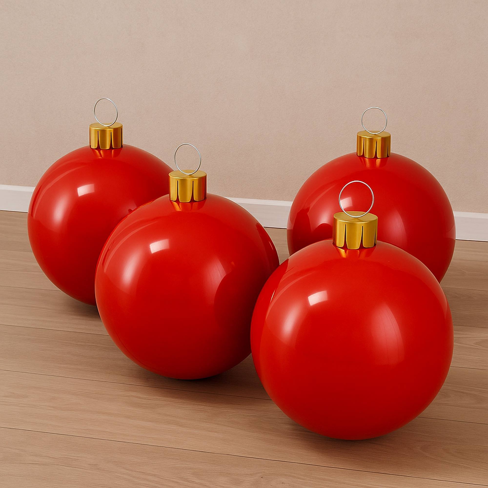 Bola de navidad inflable roja de 4,5cm con ventosa y accesorios