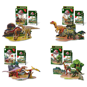 Pacchetto di 4 puzzle 3D di diversi dinosauri. Con un totale di 51 pezzi che potrai assemblare senza bisogno di attrezzi o colla. Raccomandato per bambini oltre i 3 anni.