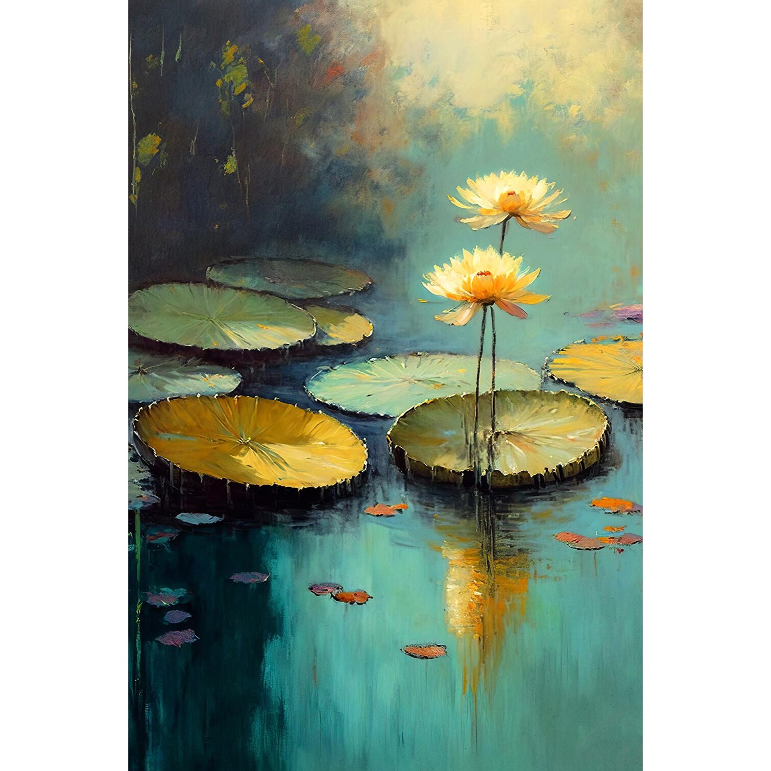 Tableau de fleurs nénuphars  Toile imprimée