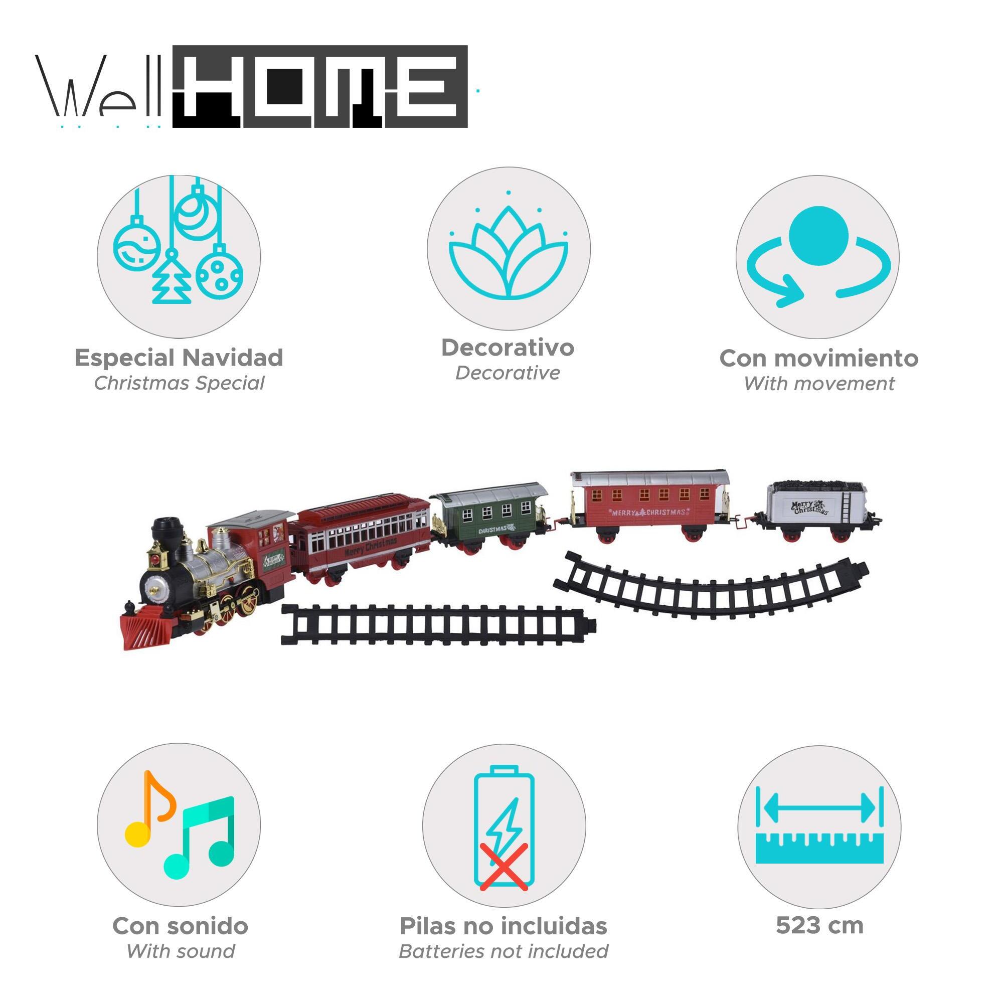 Set de 22 piezas de juego de tren de navidad con sonido y luz con una vía de 523cm