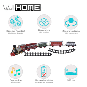 Set de 22 piezas de juego de tren de navidad con sonido y luz con una vía de 523cm