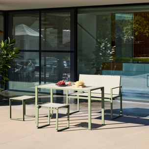 Table de jardin encastrable acier et textilène + 4 assises TAVENA