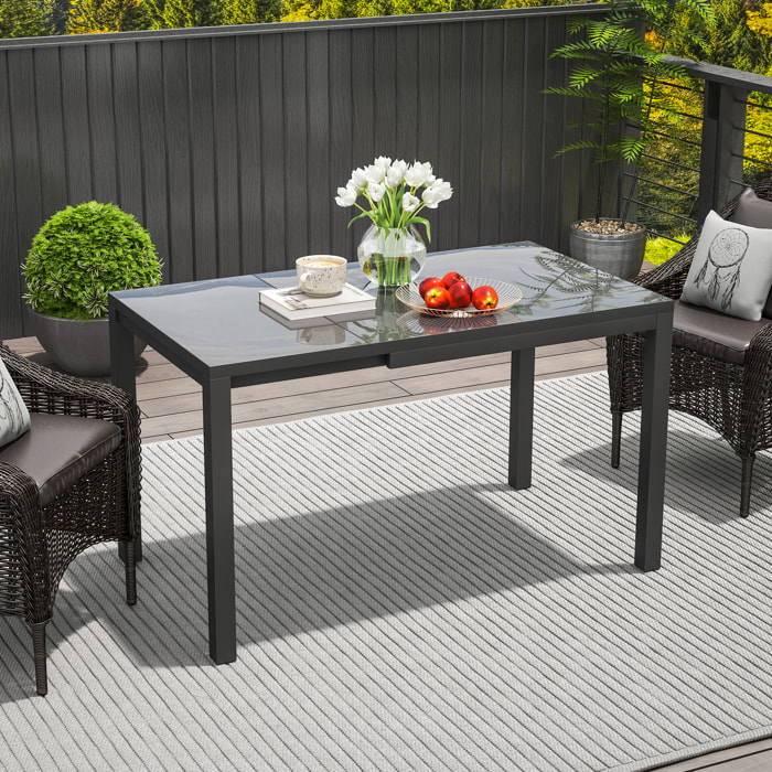 Mesa de Jardín Extensible Mesa de Comedor Exterior Ajustable 85-125 cm con Borde de Aluminio Carga 70 kg Mesa Rectangular para 4-6 Personas para Patio Terraza Gris Oscuro