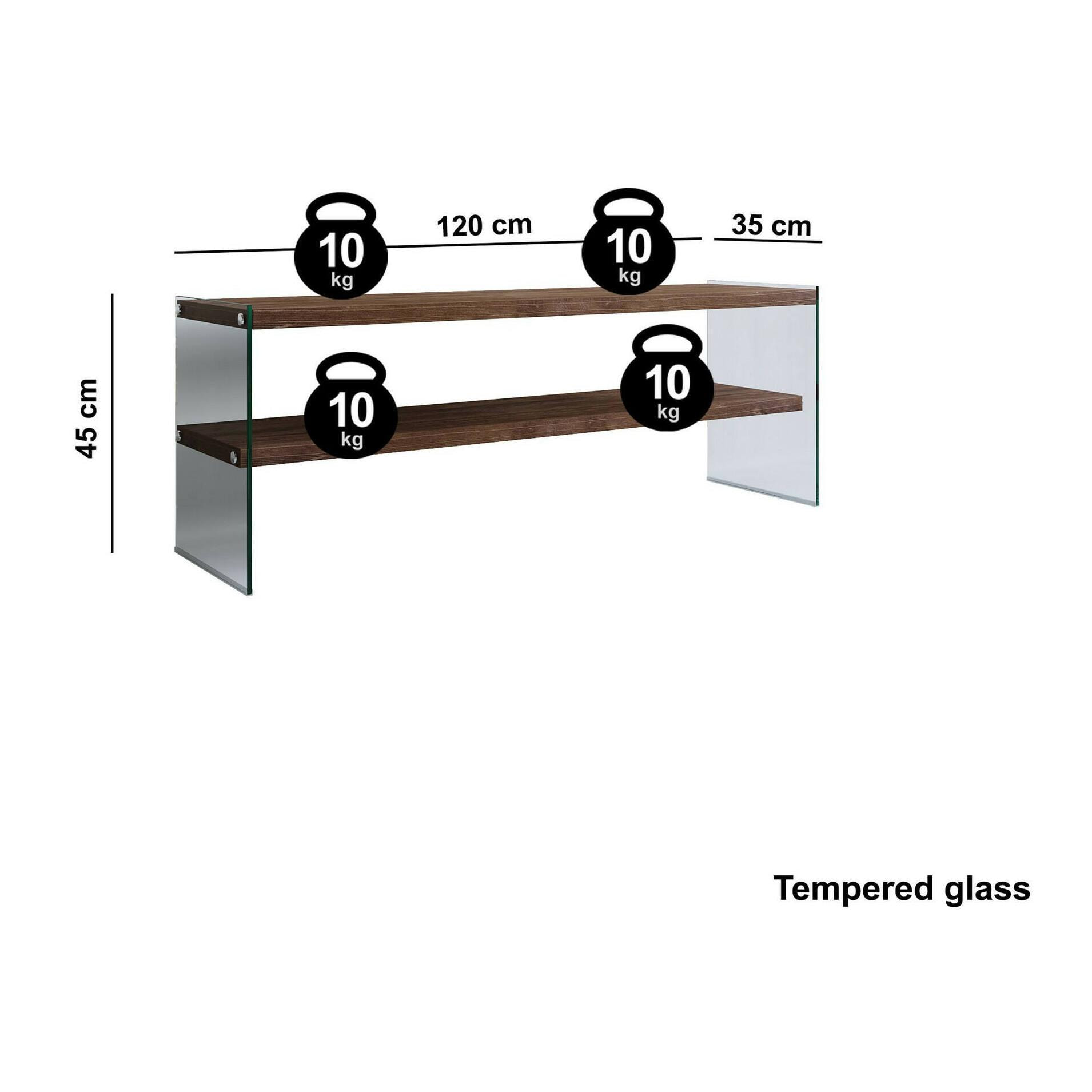 Mobile porta TV Dpianc, Credenza da soggiorno, Armadio basso per TV, Base parete attrezzata, 120x35h45 cm, Noce Scuro